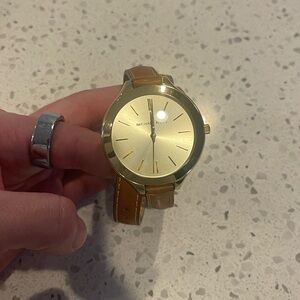 Michael Kors Gold Watch with Tan Leather Strap